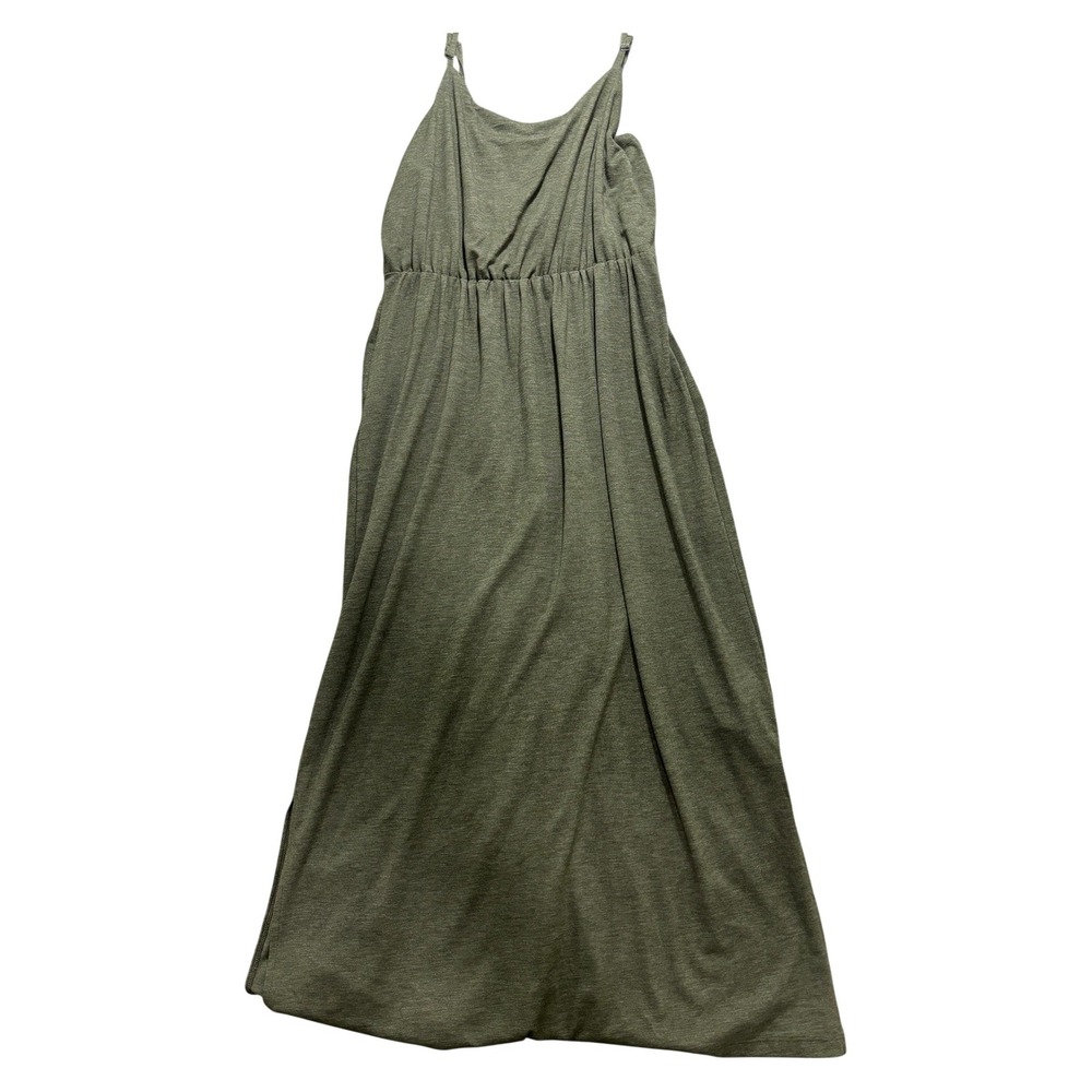 Old Navy M Olive Green Womens Cami Maxi Dress Boho Casual Sleeveless Side Slits